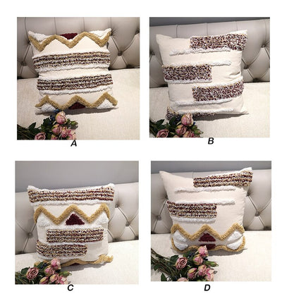 Funda de Cojín Marroquí Artesanal Geométrica 45x45cm - Lujo en Lino para Sofá y Cama - Image 5