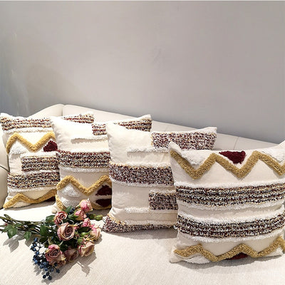 Funda de Cojín Marroquí Artesanal Geométrica 45x45cm - Lujo en Lino para Sofá y Cama - Image 6