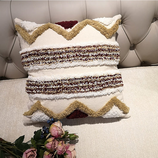 Funda de Cojín Marroquí Artesanal Geométrica 45x45cm - Lujo en Lino para Sofá y Cama - Image 9