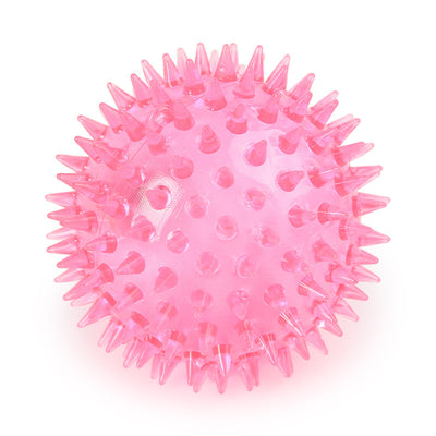 Six colorful translucent spiky rubber pet balls in pink, green, yellow, red, rose red, and blue. - Image 11