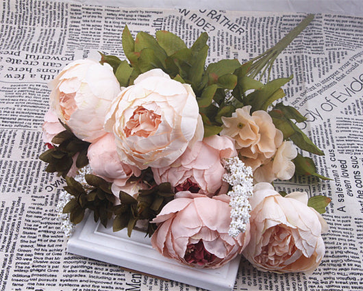 13 Flores Peonías Artificiales Estilo Europeo Premium - Image 13