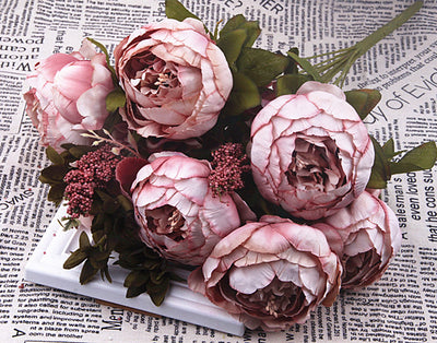 13 Flores Peonías Artificiales Estilo Europeo Premium - Image 14