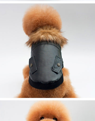 Abrigo de Cuero para Perros con Cuello de Pelaje - Image 11