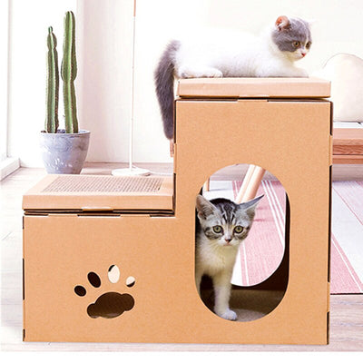 Casa Gato Doble con Escalera y Disco Rascador - Incluye Juguetes de Catnip - Image 7