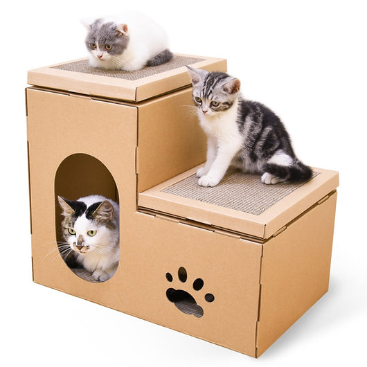 Casa Gato Doble con Escalera y Disco Rascador - Incluye Juguetes de Catnip - Image 11