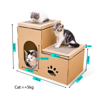Casa Gato Doble con Escalera y Disco Rascador - Incluye Juguetes de Catnip - Image 13