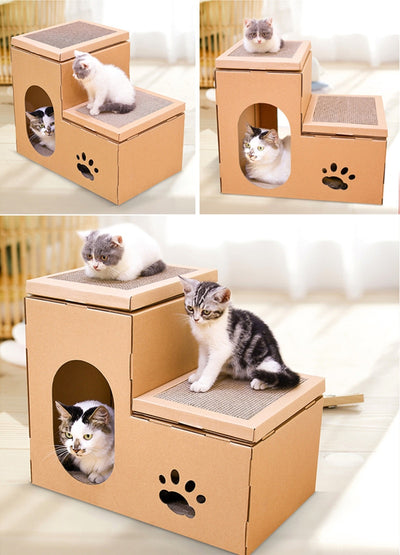 Casa Gato Doble con Escalera y Disco Rascador - Incluye Juguetes de Catnip - Image 14