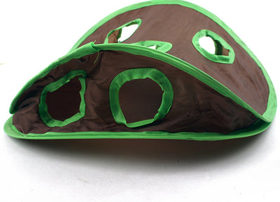 Brown and green cat interactive toy with nine mouse holes and a gray mouse graphic for hide and seek play. - Image 10