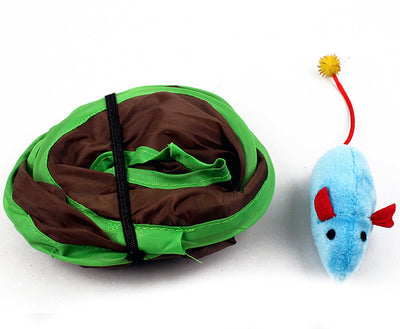 Brown and green cat interactive toy with nine mouse holes and a gray mouse graphic for hide and seek play. - Image 14