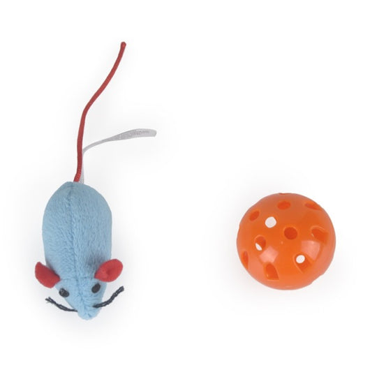 Brown and green cat interactive toy with nine mouse holes and a gray mouse graphic for hide and seek play. - Image 16