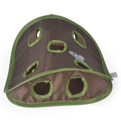 Brown and green cat interactive toy with nine mouse holes and a gray mouse graphic for hide and seek play. - Image 21