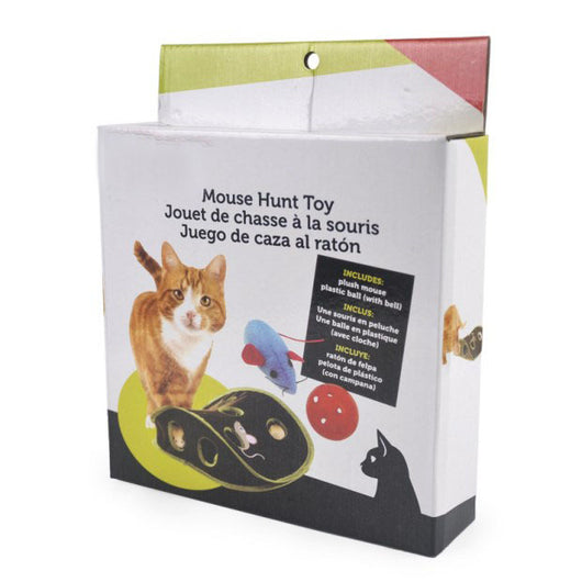 Brown and green cat interactive toy with nine mouse holes and a gray mouse graphic for hide and seek play. - Image 22