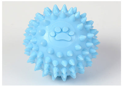 Yellow spiky pet toy ball with a paw print design, made from TPR for interactive play and molars. - Image 10