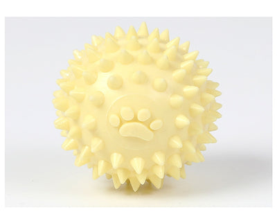 Yellow spiky pet toy ball with a paw print design, made from TPR for interactive play and molars. - Image 11