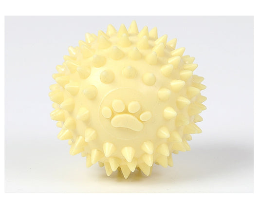 Yellow spiky pet toy ball with a paw print design, made from TPR for interactive play and molars. - Image 11
