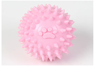Yellow spiky pet toy ball with a paw print design, made from TPR for interactive play and molars. - Image 12