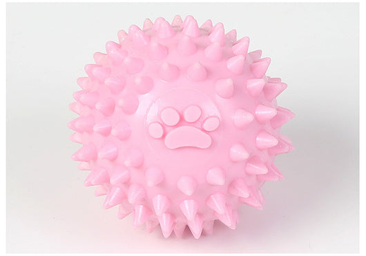 Yellow spiky pet toy ball with a paw print design, made from TPR for interactive play and molars. - Image 12