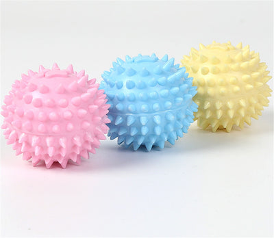 Yellow spiky pet toy ball with a paw print design, made from TPR for interactive play and molars. - Image 13