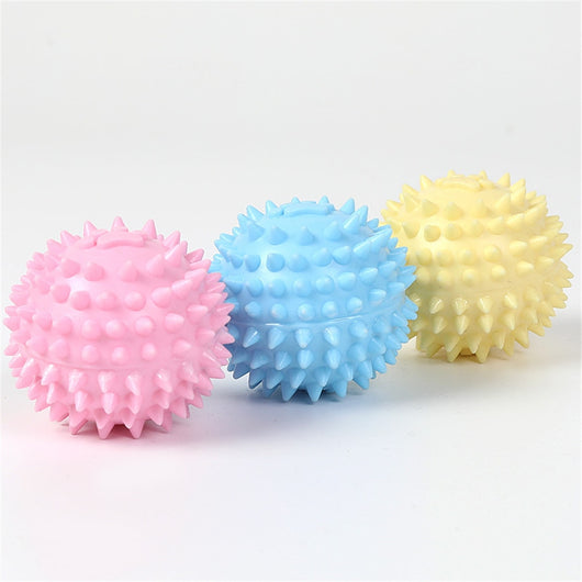 Yellow spiky pet toy ball with a paw print design, made from TPR for interactive play and molars. - Image 15