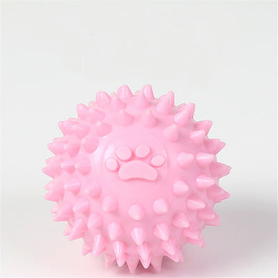 Yellow spiky pet toy ball with a paw print design, made from TPR for interactive play and molars. - Image 16