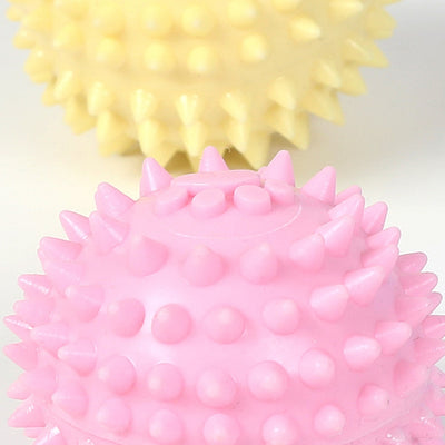 Yellow spiky pet toy ball with a paw print design, made from TPR for interactive play and molars. - Image 19