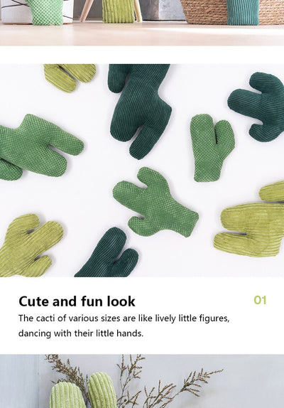 Green corduroy cactus cat toy, durable and fun for feline interaction and mood improvement. - Image 12