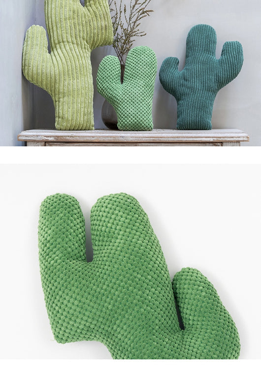 Green corduroy cactus cat toy, durable and fun for feline interaction and mood improvement. - Image 13