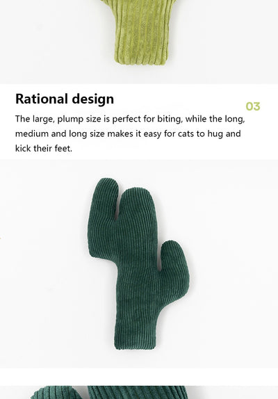 Green corduroy cactus cat toy, durable and fun for feline interaction and mood improvement. - Image 15