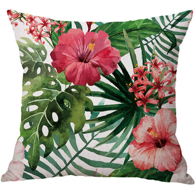 Funda de Almohada de Lino y Algodón con Diseño de Hojas - Image 3