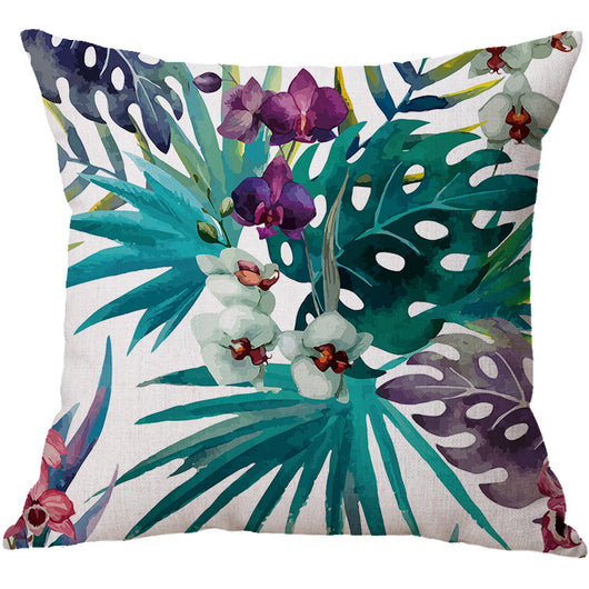 Funda de Almohada de Lino y Algodón con Diseño de Hojas - Image 5