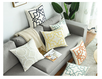 Funda de Almohada Decorativa de Algodón y Lino con Bordado Geométrico - Image 20