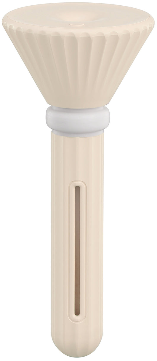 Beige and white USB ultrasonic humidifier with a fluted conical top and a cylindrical body with a water level window. - Image 21