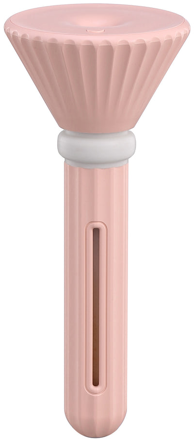 Beige and white USB ultrasonic humidifier with a fluted conical top and a cylindrical body with a water level window. - Image 22