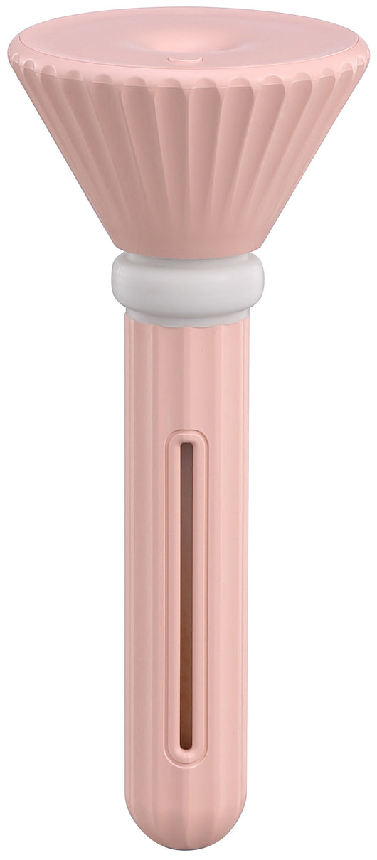 Beige and white USB ultrasonic humidifier with a fluted conical top and a cylindrical body with a water level window. - Image 22