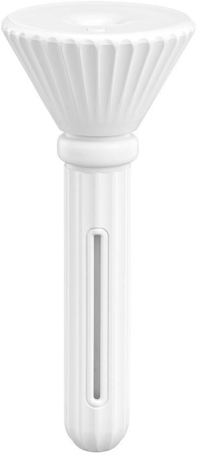 Beige and white USB ultrasonic humidifier with a fluted conical top and a cylindrical body with a water level window. - Image 23