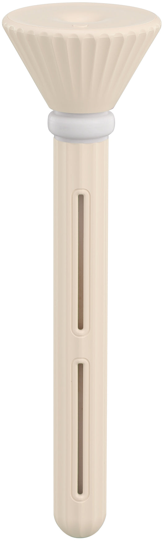 Beige and white USB ultrasonic humidifier with a fluted conical top and a cylindrical body with a water level window. - Image 25