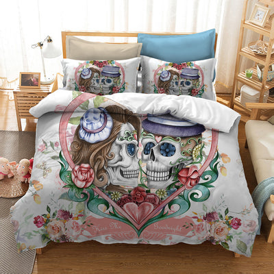 Juego de Cama Calavera con Flores Acuarela - Image 8