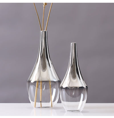 Florero de Cristal con Degradado Plateado para Decoración del Hogar - Image 7