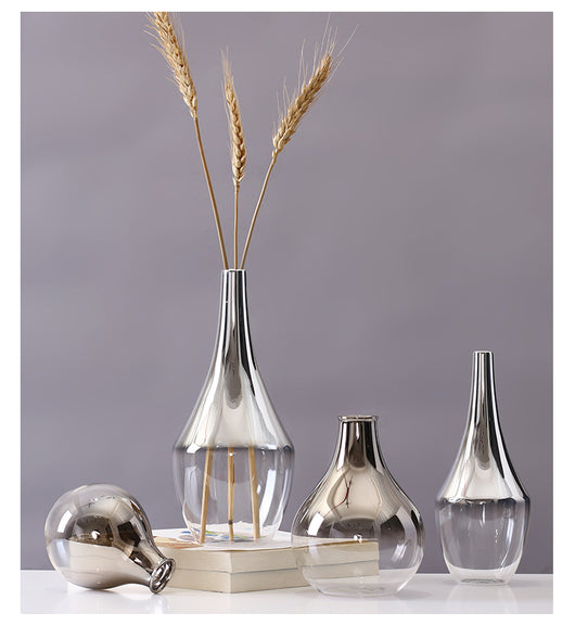 Florero de Cristal con Degradado Plateado para Decoración del Hogar - Image 10