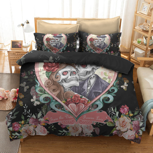 Juego de Cama Calavera con Flores Acuarela - Image 9