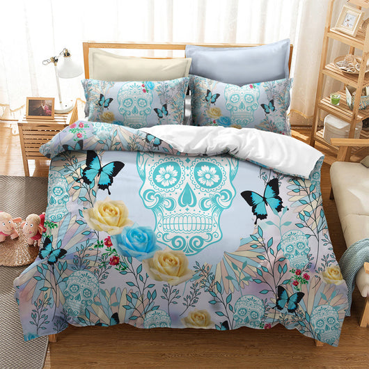 Juego de Cama Calavera con Flores Acuarela - Image 11