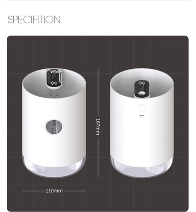 White cylindrical humidifier with a transparent base, digital display, and 1000ml capacity indicator. - Image 19