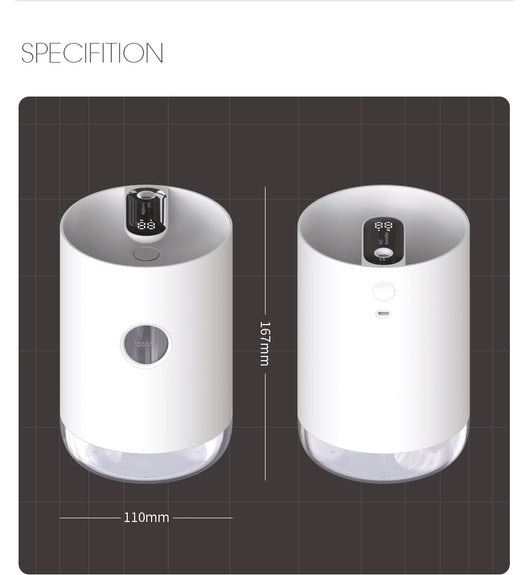 White cylindrical humidifier with a transparent base, digital display, and 1000ml capacity indicator. - Image 19