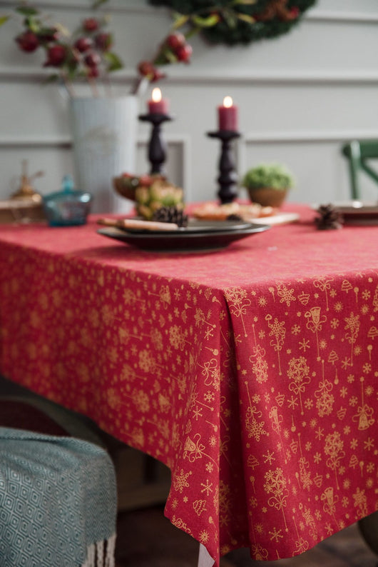 Mantel Navideño Rojo con Detalles Dorados - Image 12