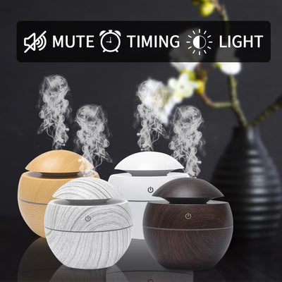 Black spherical ultrasonic atomizer with a power button icon, designed for aromatherapy and humidification. - Image 11