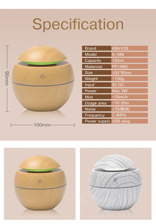 Black spherical ultrasonic atomizer with a power button icon, designed for aromatherapy and humidification. - Image 14