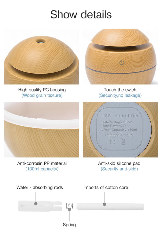 Black spherical ultrasonic atomizer with a power button icon, designed for aromatherapy and humidification. - Image 23