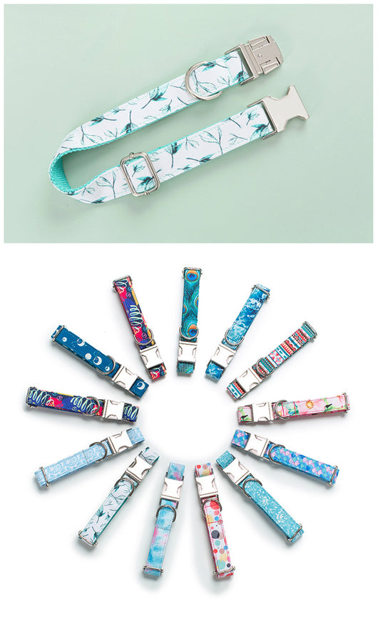 Collar y Correa para Perro Ajustable con Estampado de Hojas y Moño Personalizable - Image 11