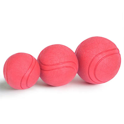 Red solid rubber elastic ball with a red and white braided rope, designed as a durable dog chew and training toy. - Image 8