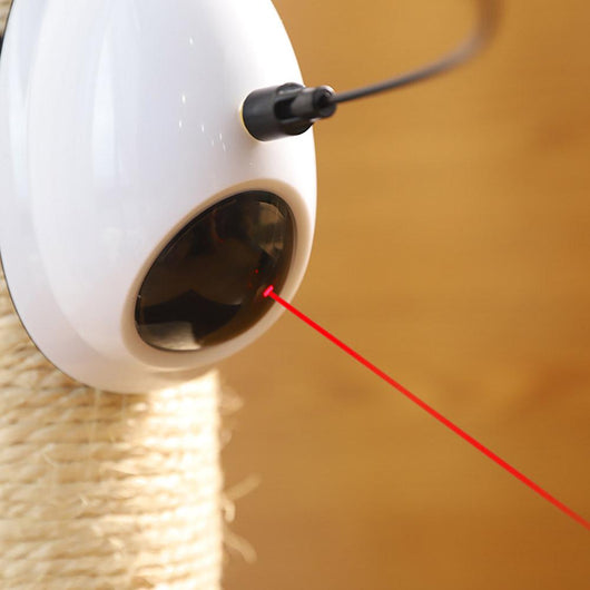 Electric cat toy with a white dome base, a flexible black rod, and a vibrant blue feather attachment. - Image 12